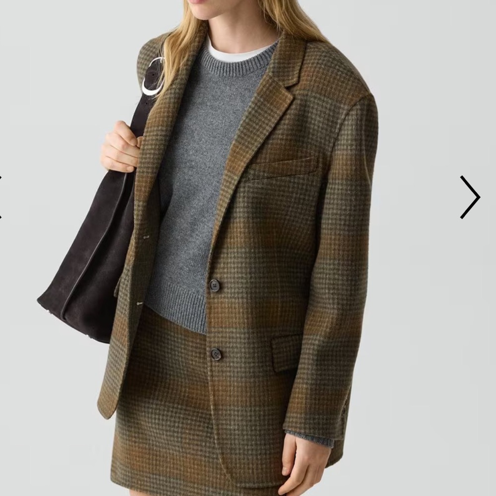 Theory Oversized Blazer in Brass Multi Plaid